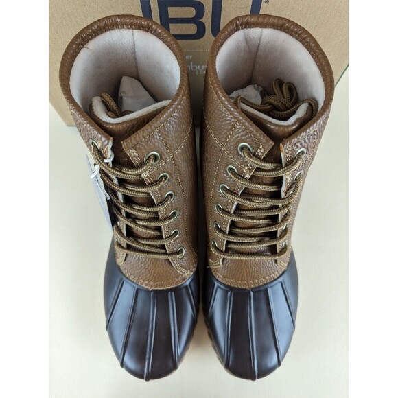 JBU Duck Boots Mens 8M Maine Waterproof Tan Faux Fur Lined Lace Up Shoes NWB main image 8